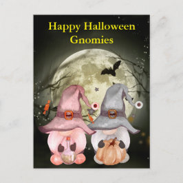 Carte Postale Sorcières Gnome Pleine Lune Joyeux Halloween