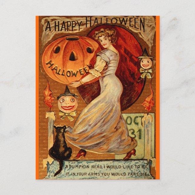Carte Postale Sorcières, Halloween, Magie, Éffrayant, Mignonne (Devant)