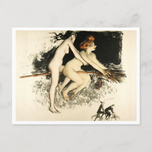 Carte Postale Sorcières, Jean Veber, Halloween, Homme et Femme