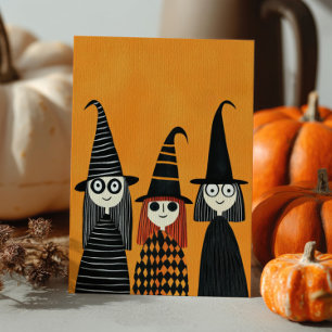 Carte Postale Sorcières lunaires Cute et Éffrayante Halloween