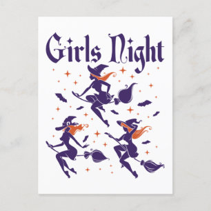 Carte Postale Sorcières nocturnes des filles d'Halloween sur Bro