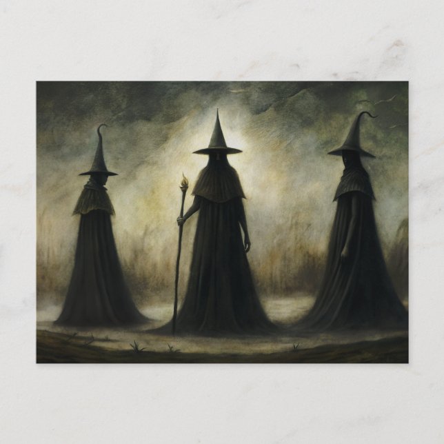Carte Postale Sorcières trio gothique d'Halloween (Devant)