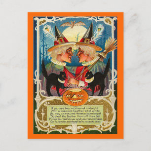 Carte Postale Sorcières vintages d'Halloween