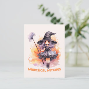 Carte Postale Sorcières Whimsical - Jolie Sorcière Halloween