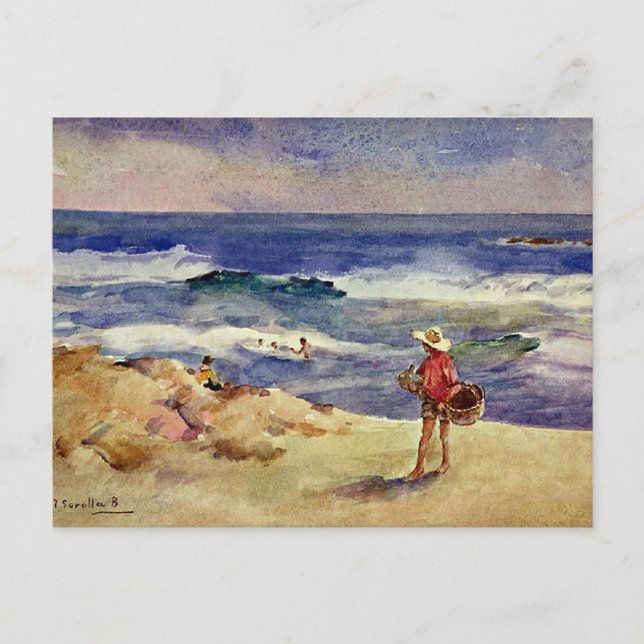 Carte Postale Sorolla - Garçon sur le sable (Devant)