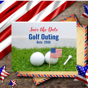 Carte Postale Sortie de golf, Sauvegarder la date avec le drapea