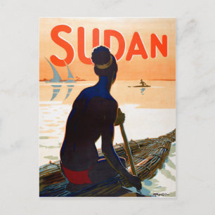 Carte Postale Soudan, pêche traditionnelle, voyage vintage
