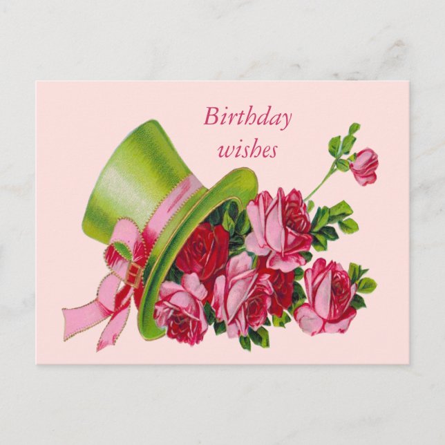Carte Postale Souhaits d'anniversaire, casquette supérieur et (Devant)