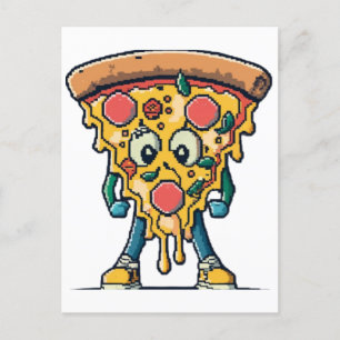 Carte Postale souriante pizza mignonne