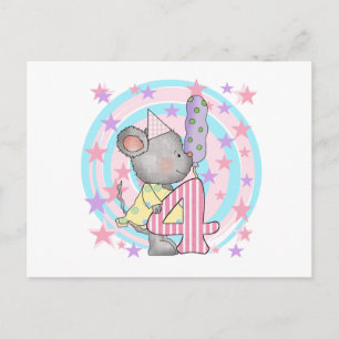 Carte Postale Souris 4e anniversaire T-shirts et cadeaux
