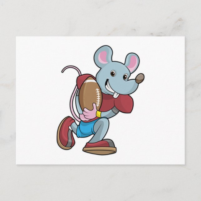 Carte Postale Souris au football avec équipement (Devant)