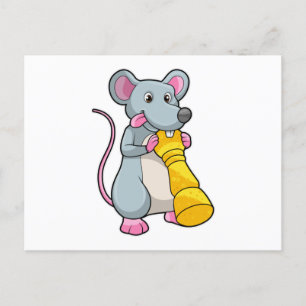 Carte Postale Souris aux échecs avec pièce d'échecs Pawn