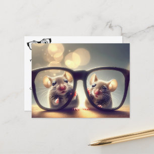 Carte Postale Souris Avec De Grandes Lunettes Docteur Oeil