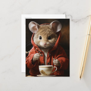 Carte Postale Souris dans une veste