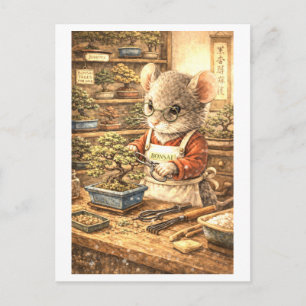 Carte Postale Souris de carrière à la boutique de bonsaï