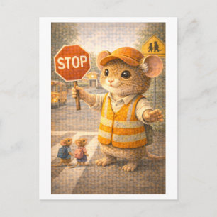 Carte Postale Souris de carrière comme agent de circulation
