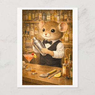 Carte Postale Souris de carrière comme barman