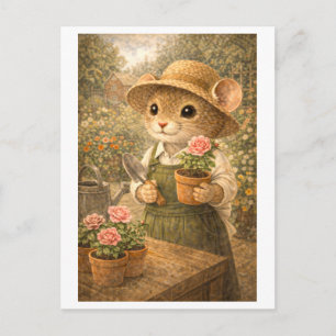 Carte Postale Souris de carrière comme jardinier