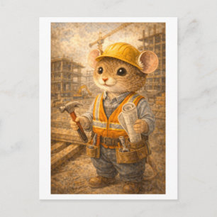 Carte Postale Souris de carrière comme ouvrier du bâtiment