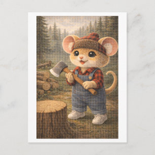 Carte Postale Souris de carrière en bûcheron