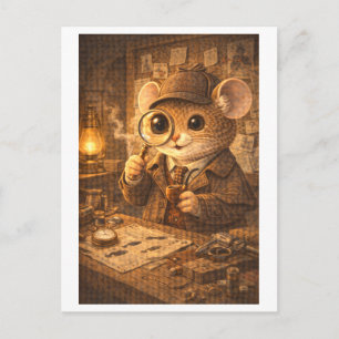 Carte Postale Souris de carrière en détective