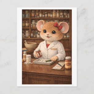 Carte Postale Souris de carrière en pharmacien