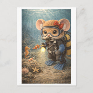 Carte Postale Souris de carrière en plongeur