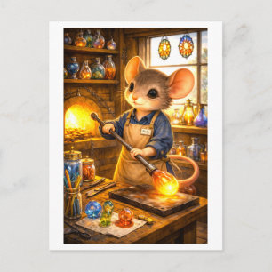 Carte Postale Souris de carrière en souffleur de verre