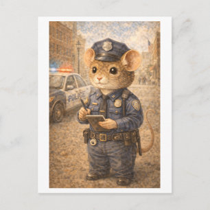 Carte Postale Souris de carrière en tant qu'agent de police