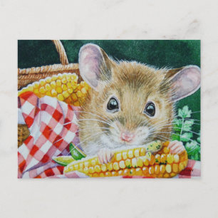 Carte Postale Souris de pique-nique de Whimsical Mating Corn Wat