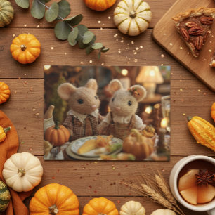 Carte Postale Souris de Thanksgiving Adorables
