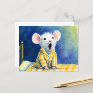 Carte Postale Souris dormante adorable en PJ