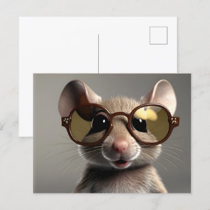 Carte Postale Souris drôle avec lunettes