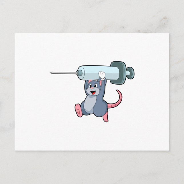 Carte Postale Souris en infirmière avec seringue.PNG (Devant)