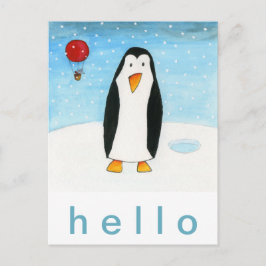 Carte Postale Souris et pingouin à ballon