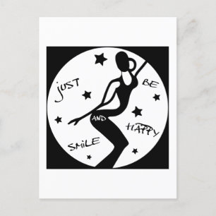 Carte Postale Souris Et Sois Heureuse, Drôle Stick femme