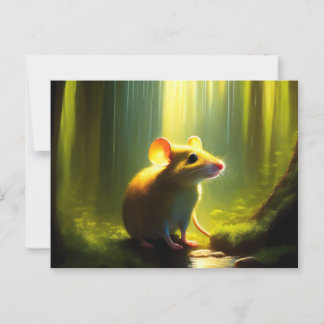 Carte Postale Souris mignonne en pause dans une flaque