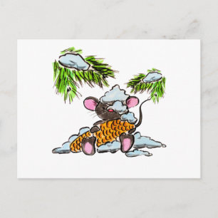 Carte Postale Souris Noël et Nouvel An avec cône