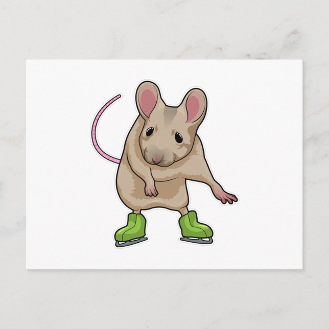 Carte Postale Souris Patinage sur glace Patins à glace (Devant)