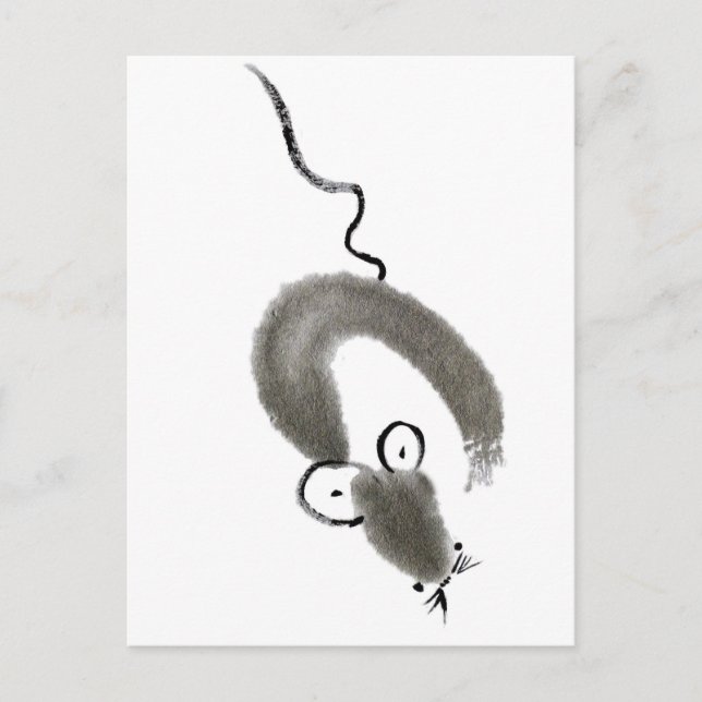 Carte Postale Souris, Sumi-e (Devant)