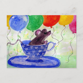 Carte Postale Souris Surprise de la Coupe de Thé