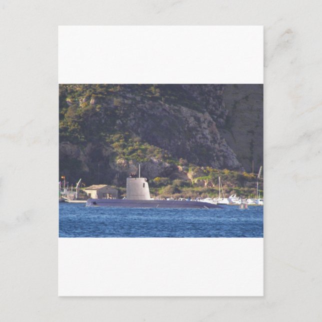 Carte Postale Sous-marin qui met en mer. (Devant)