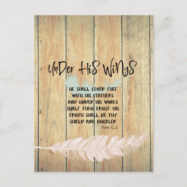 Carte Postale Sous ses ailes Encouragement avec Psaumes Bible Ve (Devant)