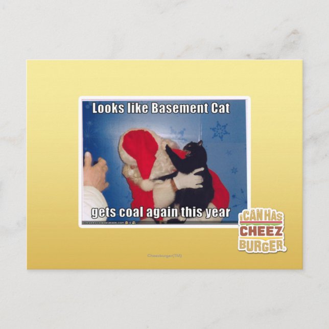 Carte Postale Sous-sol Chat obtient du charbon (Devant)