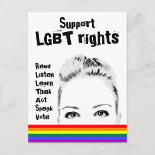 Carte Postale Soutenez les droits LGBT Le visage et l'arc-en-cie