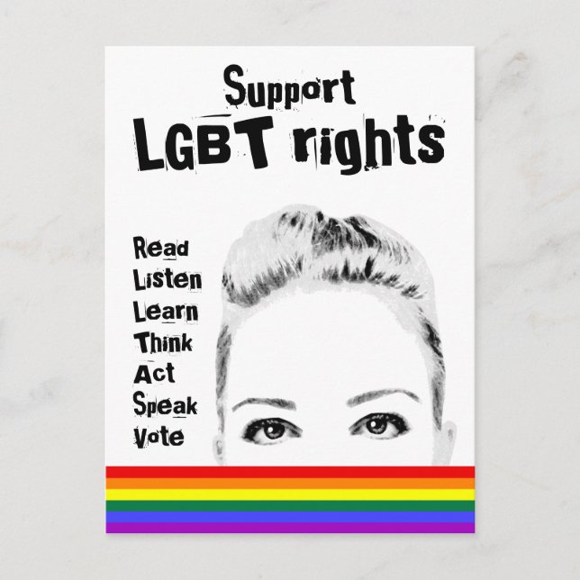 Carte Postale Soutenez les droits LGBT Le visage et l'arc-en-cie (Devant)
