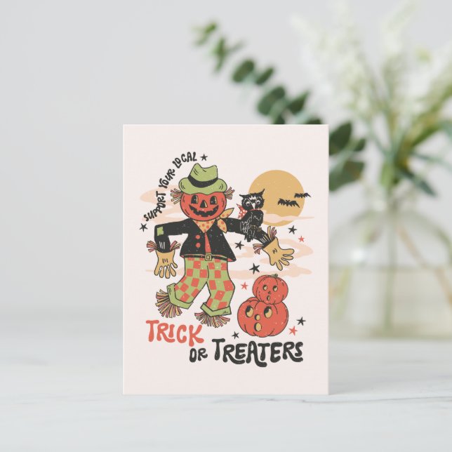 Carte Postale Soutenez Vos Traitements Ou Trick Locaux (Debout devant)