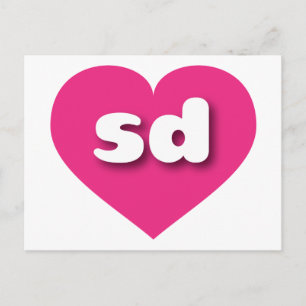 Carte Postale South Dakota coeur rose chaud - J'aime sd