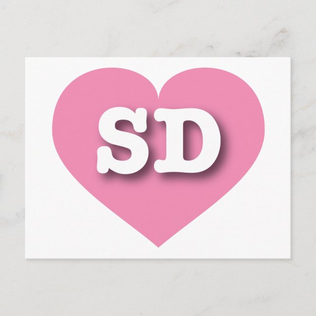 Carte Postale South Dakota Pink Heart - J'aime SD (Devant)