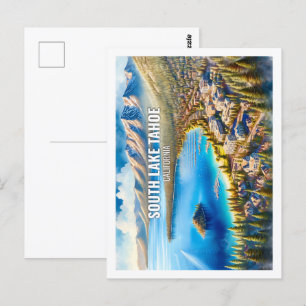 Carte Postale South Lake Tahoe California Aquarelle de voyage